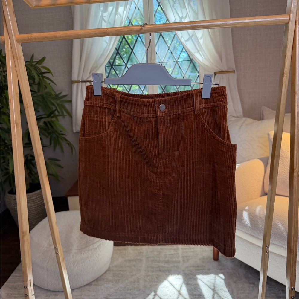 Corduroy Mini Skirt in Dark Brown
